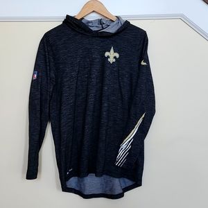 Nike dri fit long sleeve hoodie shirt medium new orleans Saints  NFL chevron